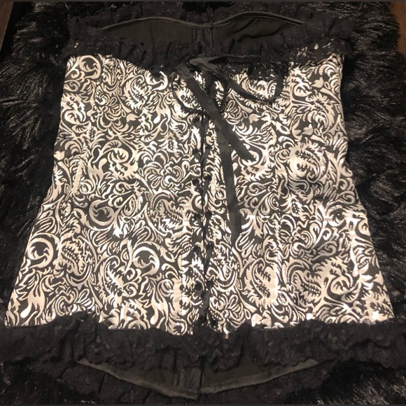 Vintage tapestry Corset with lace & boning by Shirley of Hollywood corset L GUC - Picture 7 of 11